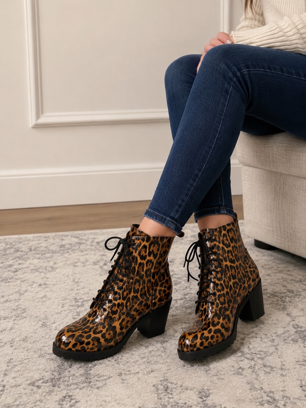 MIA Leopard Print Combat Boots Size 9.5 🖤🤎